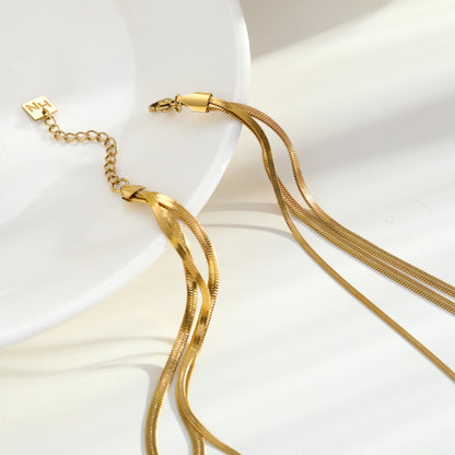 NALA : Collier doré triple couche effet peau de serpent