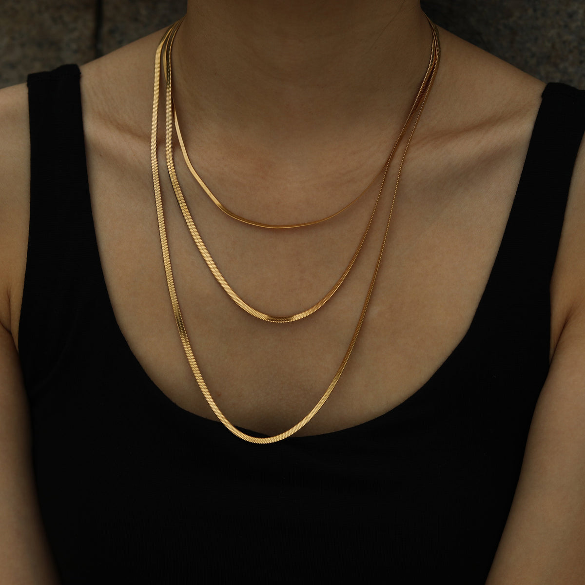 NALA : Collier doré triple couche effet peau de serpent