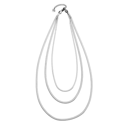 NALA Snake-Skin Textured Triple Layered Silver Necklace