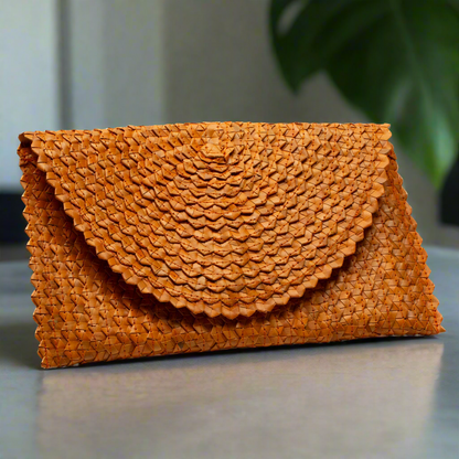 Pandan Leaf Clutch Purse - Orange