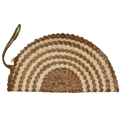 Pochette demi-lune en feuille de pandan - Mélange de couleurs naturelles