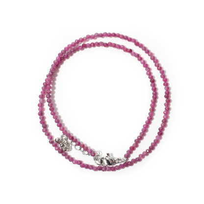 Red Ruby Bead Necklace - 2-3mm