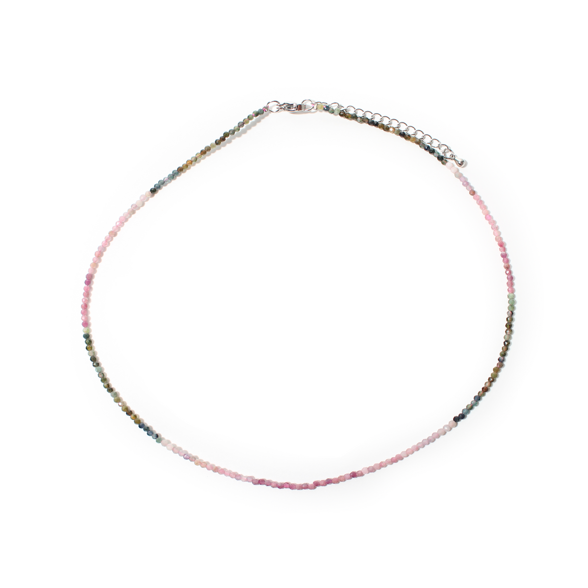 Watermelon Tourmaline Bead Necklace - 2-3mm