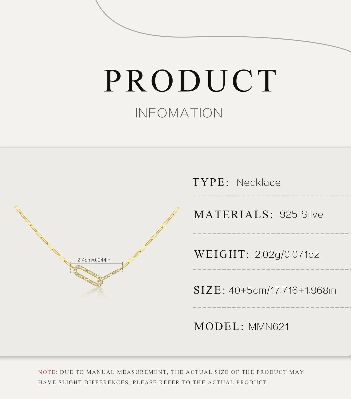 Collier moderne à maillons en argent sterling