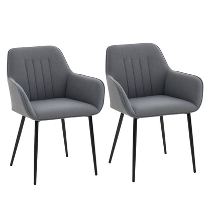 Robbie Dining Chairs Set of 2 with Armrest-Dark Grey
