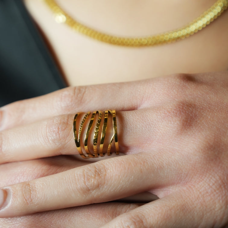 ODESA : bague texturée multicouches torsadées