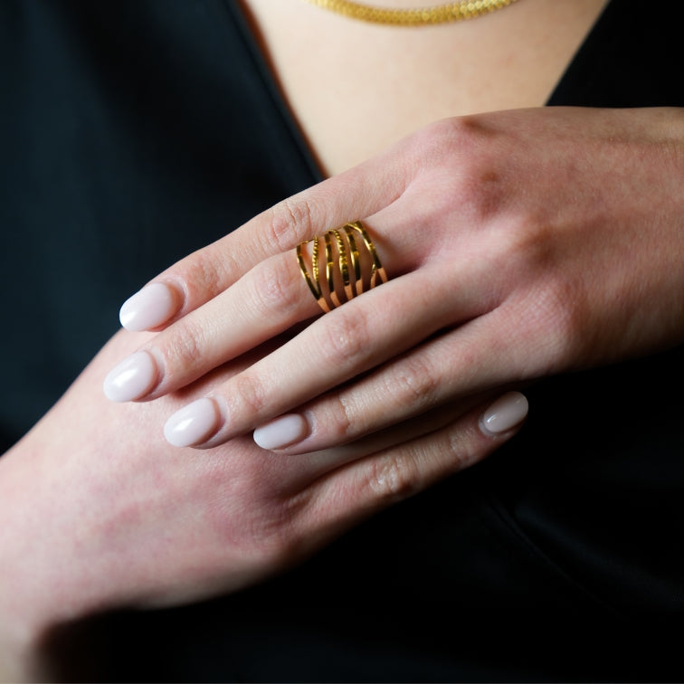 ODESA : bague texturée multicouches torsadées