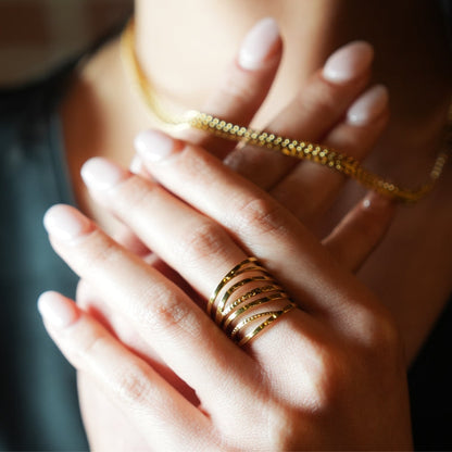 ODESA : bague texturée multicouches torsadées
