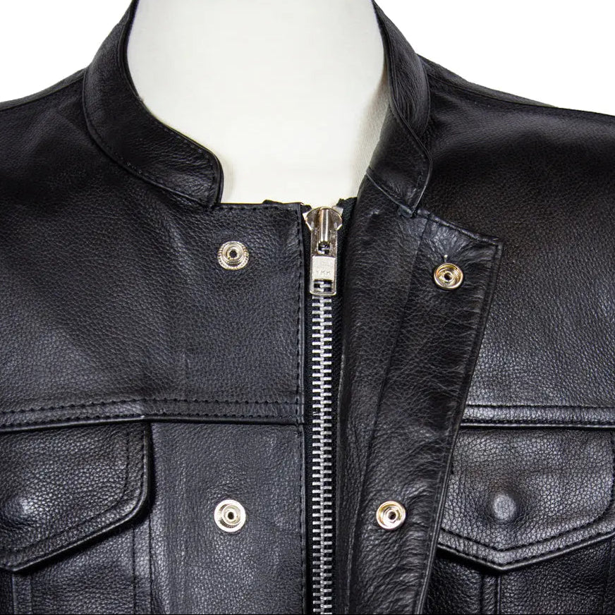 Open Road Men's Leather Club Vest | Premium Cowhide Motorcycle Vest