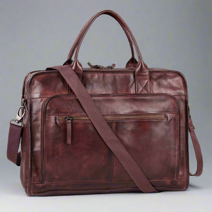 MET Two Handle Messenger Laptop Leather Bag