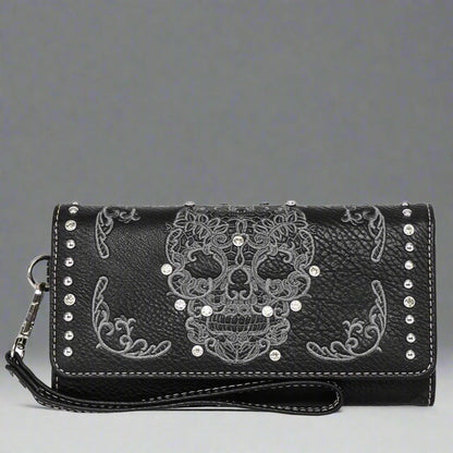 Open Road Women's Sugar Skull Faux Leather Trifold Wallet