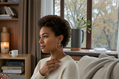 Boucles d'oreilles cœur ouvert simples en plaqué argent