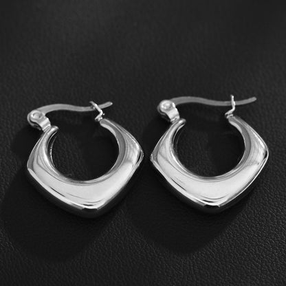 Boucles d'oreilles créoles carrées et arrondies MARIYA Argent