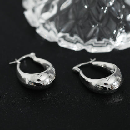ARINA Chunky Shaped Hoops Silver