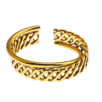 Bague empilable tressée à double anneau torsadé ORELIA