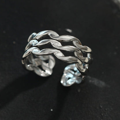 PAIGE: Triple Stacked Wavy Silver Ring