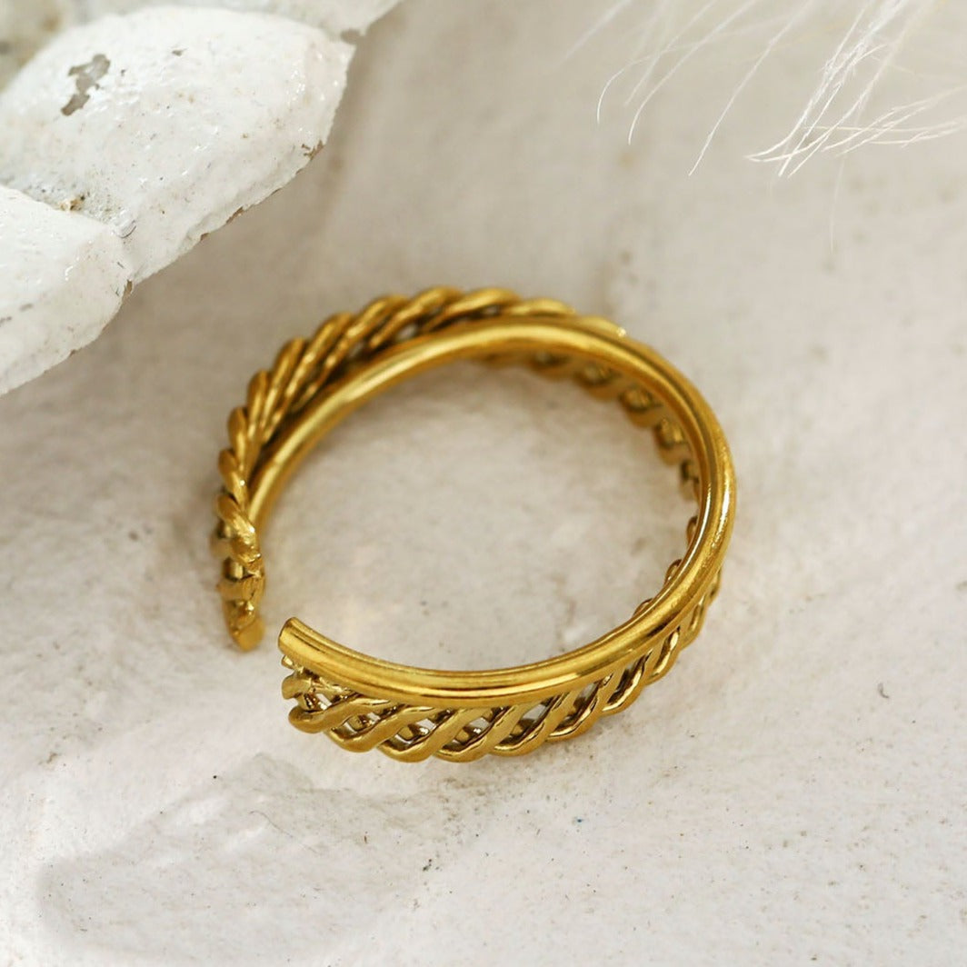 Bague empilable tressée à double anneau torsadé ORELIA
