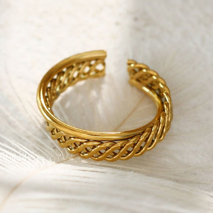 Bague empilable tressée à double anneau torsadé ORELIA