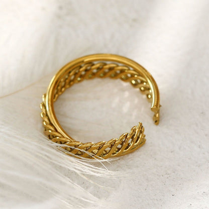 Bague empilable tressée à double anneau torsadé ORELIA