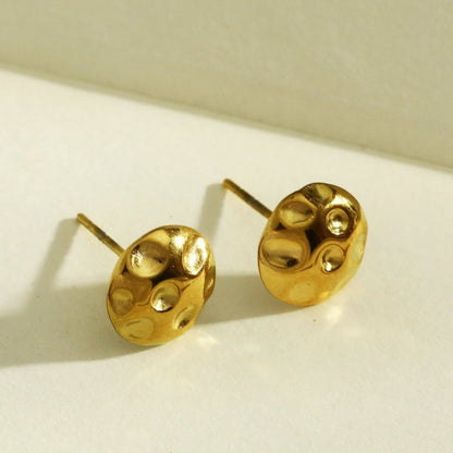 Boucles d'oreilles clous disque texturé SIGRID
