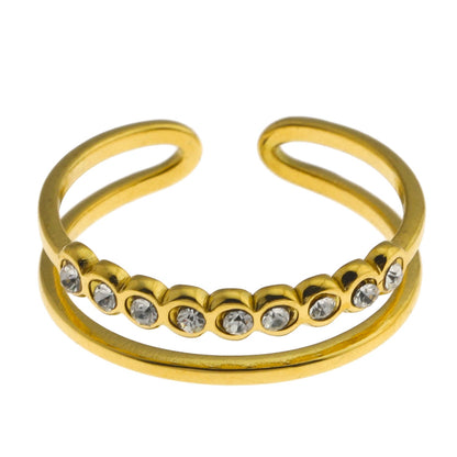 ORDELLA : Bague double parallèle empilable ornée de zircones