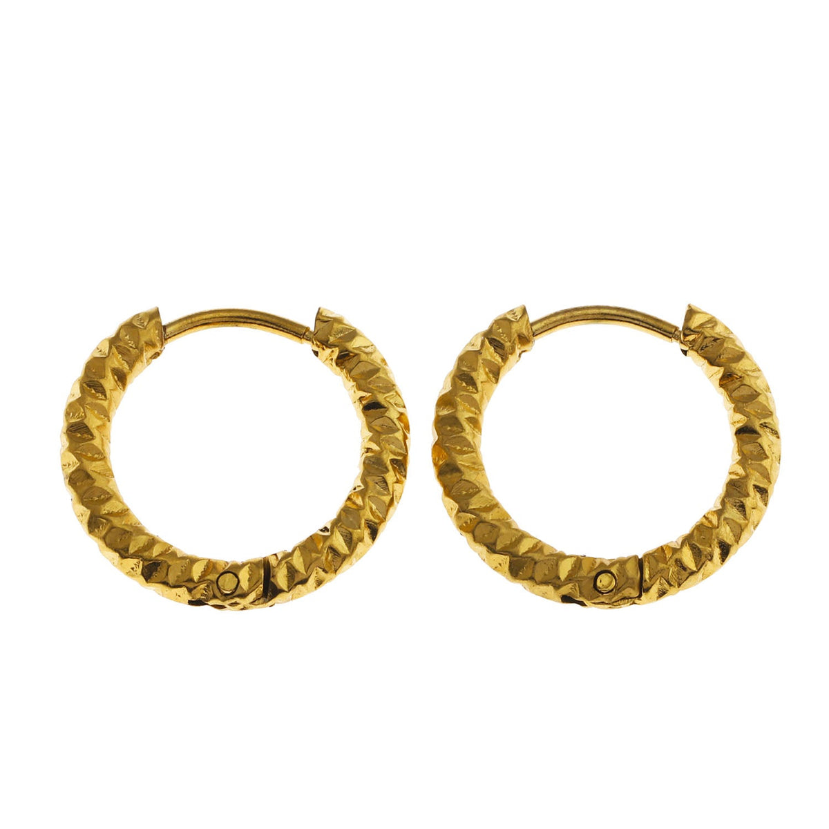 VISCONTA Gold : Finition ciselée - Boucles d'oreilles mini créoles à surface texturée