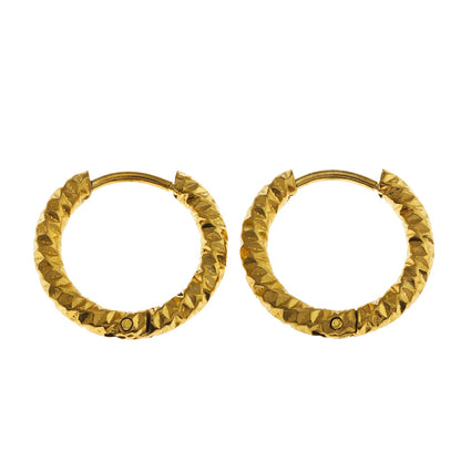 VISCONTA Gold : Finition ciselée - Boucles d'oreilles mini créoles à surface texturée