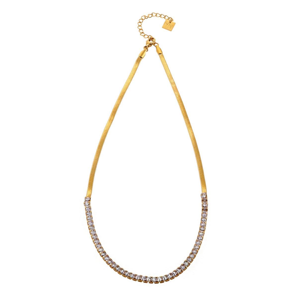 MESTIA : Collier combiné avec chaînes texturées peau de serpent et tennis