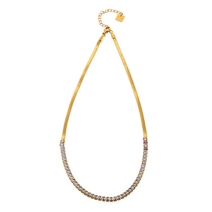 MESTIA : Collier combiné avec chaînes texturées peau de serpent et tennis