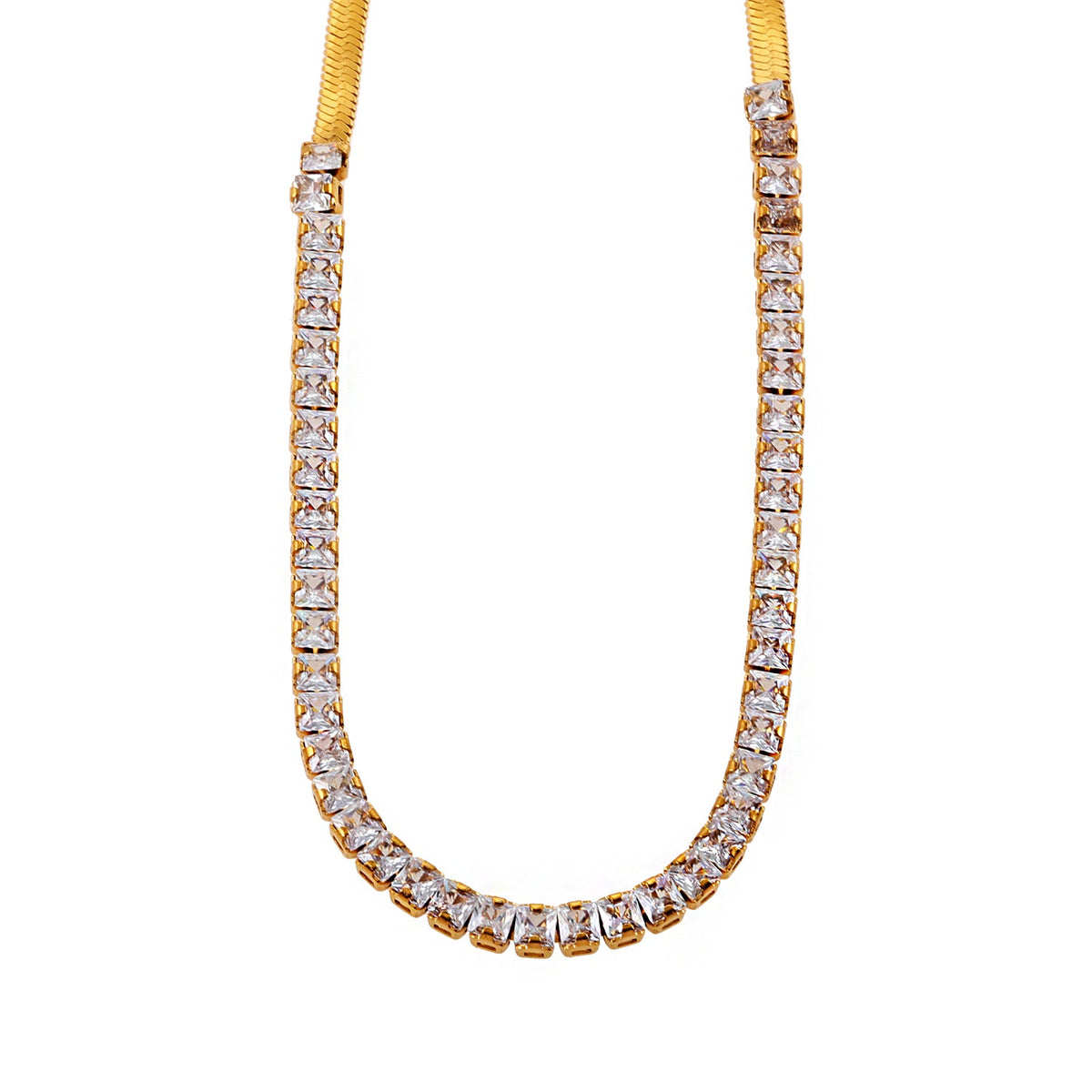 MESTIA : Collier combiné avec chaînes texturées peau de serpent et tennis