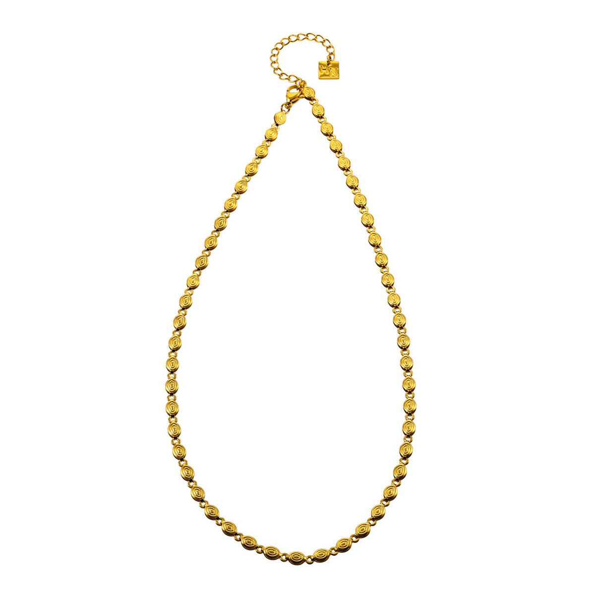 ANTHEA : Collier chaîne perlé ovale à motifs
