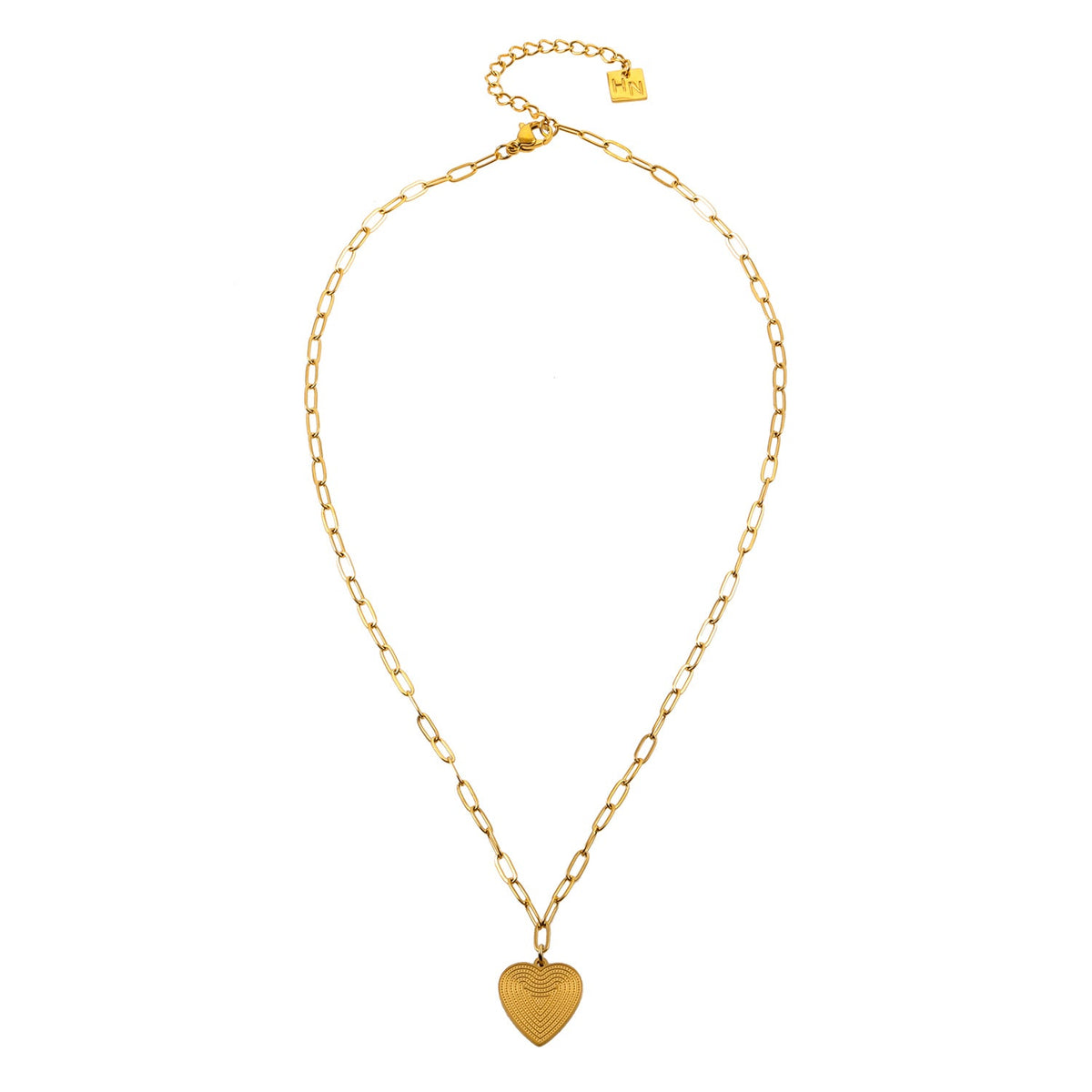 Style ALARA : Mini chaîne trombone avec un pendentif cœur à motif doré