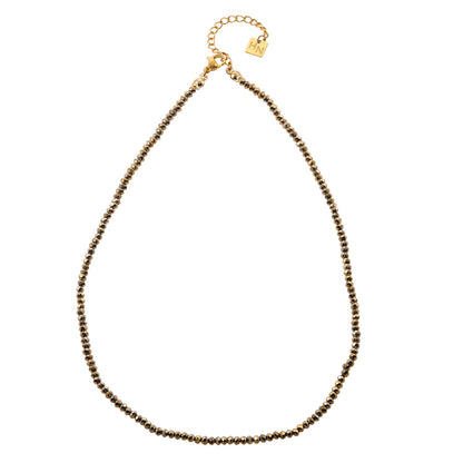 MEDILNA : Collier ras du cou deux tons or et noir avec perles en cristal