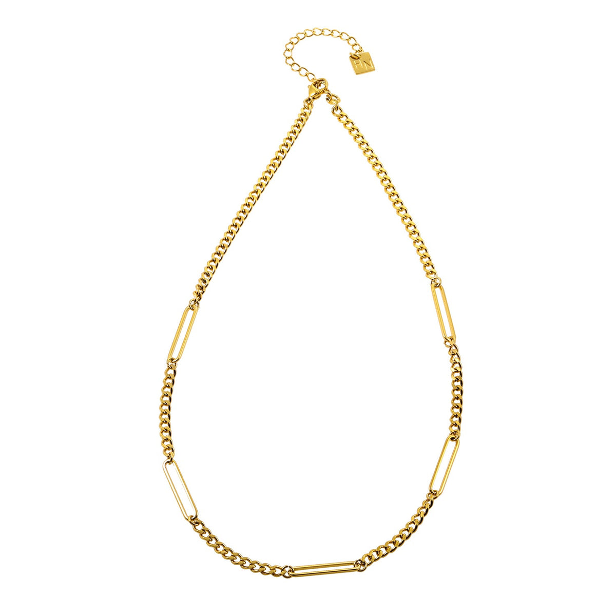 CALYPSO : Collier chaîne trombone et mini Figaro