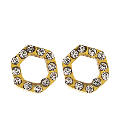 ELSA Gold: Hexagonal Zirconia Stud Earrings