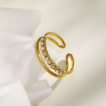 ORDELLA : Bague double parallèle empilable ornée de zircones
