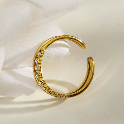 ORDELLA : Bague double parallèle empilable ornée de zircones