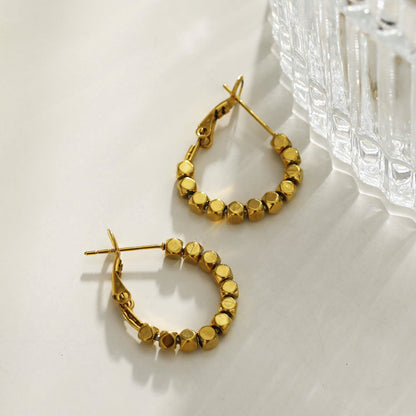 Boucles d'oreilles créoles carrées ANDALI en perles dorées