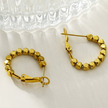 Boucles d'oreilles créoles carrées ANDALI en perles dorées