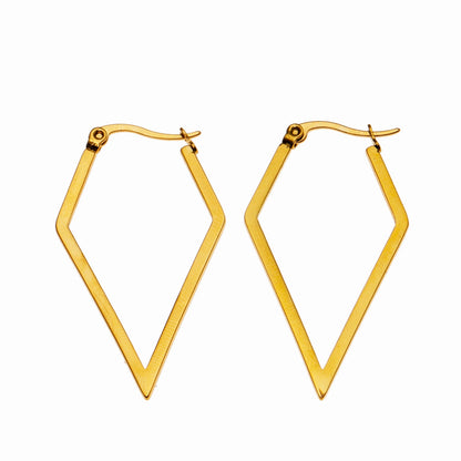 BRONTE: Diamond Shaped Sleek Contemporary Hoop Earrings