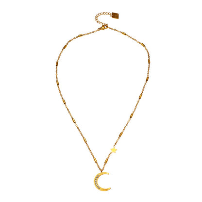 ALMERIA Gold : Magie Céleste - Collier Lune Croissante et Étoile Orné de Zircons