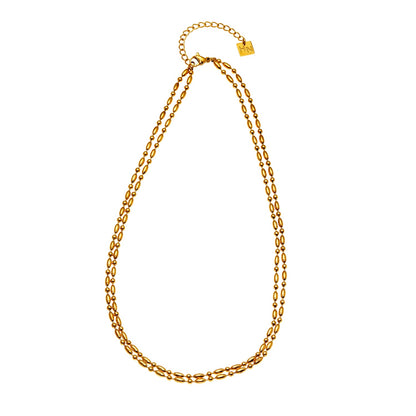GUADIX : Collier chaîne à perles rondes et ovales, double épaisseur