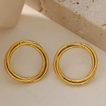 DELISIAS : Triple Harmonie - Boucles d'oreilles créoles à trois anneaux superposés