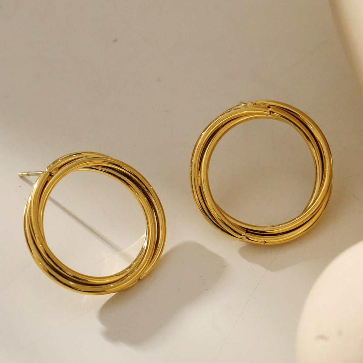 DELISIAS : Triple Harmonie - Boucles d'oreilles créoles à trois anneaux superposés