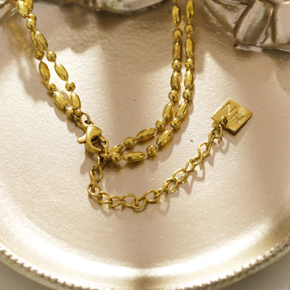 GUADIX : Collier chaîne à perles rondes et ovales, double épaisseur