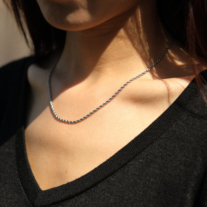 KIRA : Collier en argent de 50 cm, maille corde