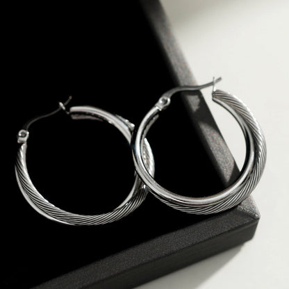 Style SAJAN : Boucles d'oreilles créoles doubles en argent