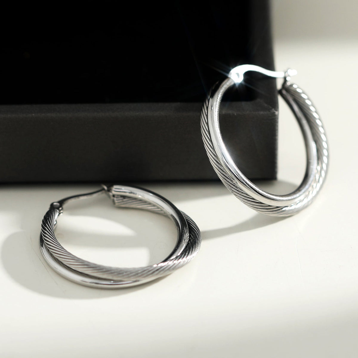 Style SAJAN : Boucles d'oreilles créoles doubles en argent