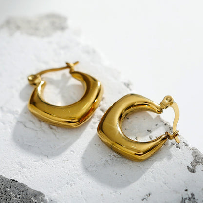 MARIYA : Boucles d'oreilles créoles rondes carrées Or