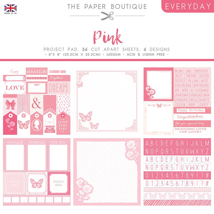 The Paper Boutique Everyday - Nuances de - Rose Bloc de Projet 20,3 cm x 20,3 cm